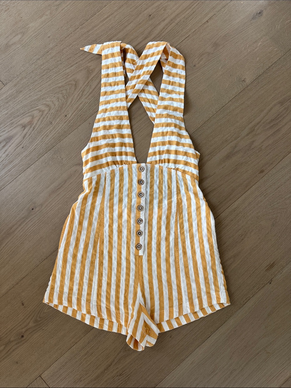 Anthropologie Celandine Button Front Halter Striped Romper size XXS